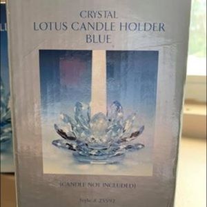 Crystal Lotus Candle Holder Blue